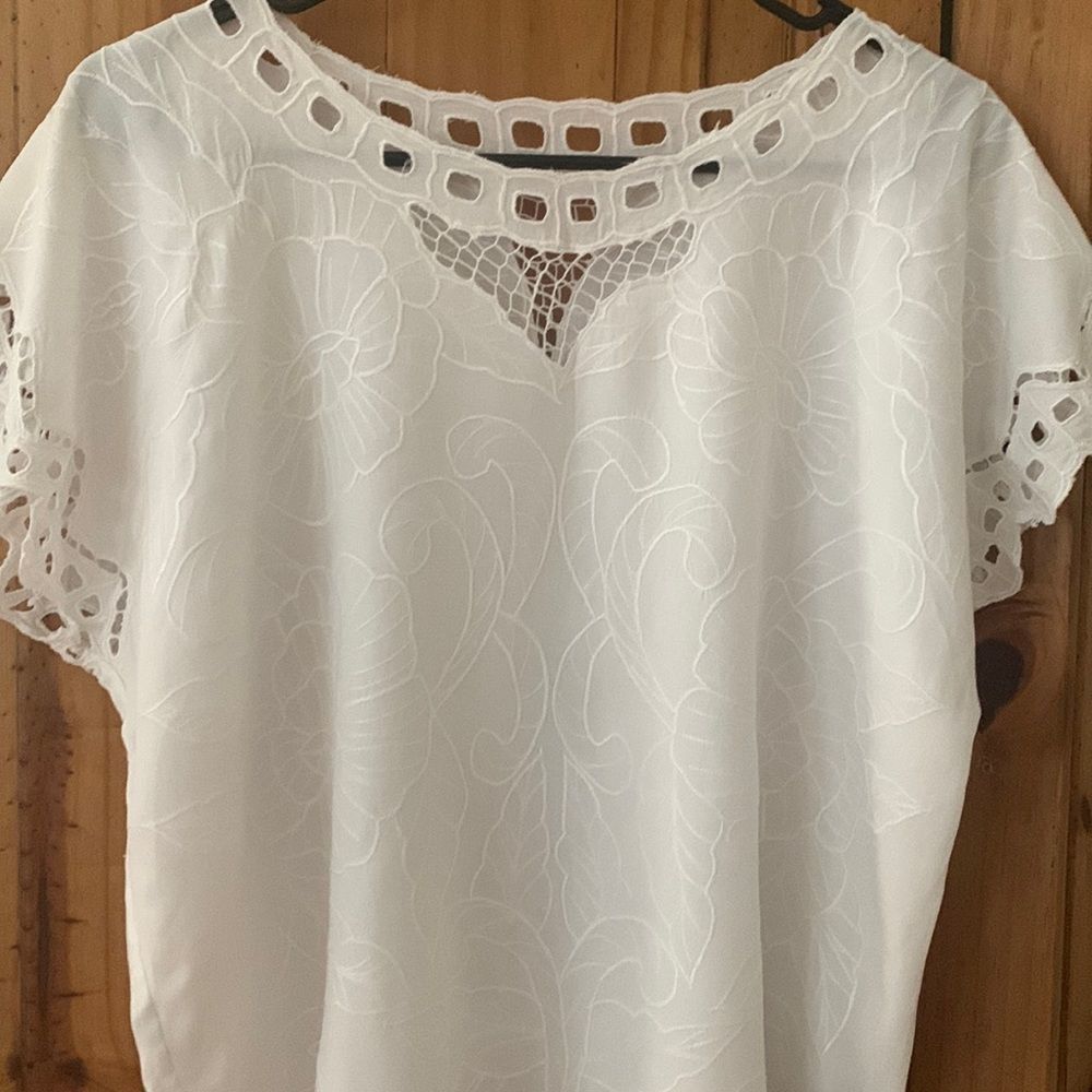 M.P.H. White Embroidered Top